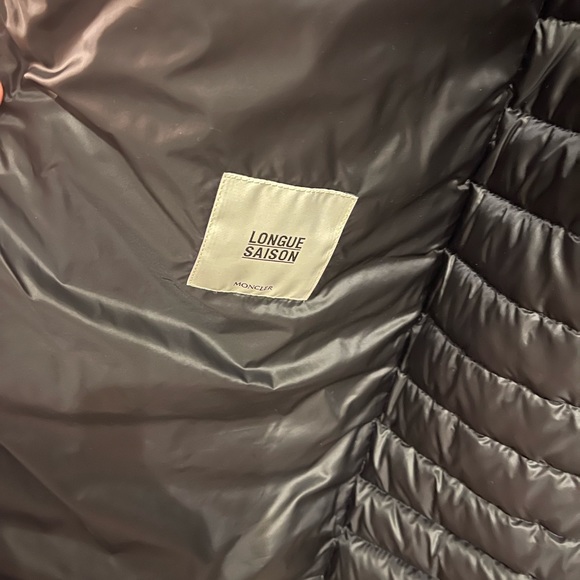 MONCLER BLACK MINK TRIMMED BARBEL DOWN QUILTED COAT SIZE1 - Picture 5 of 6